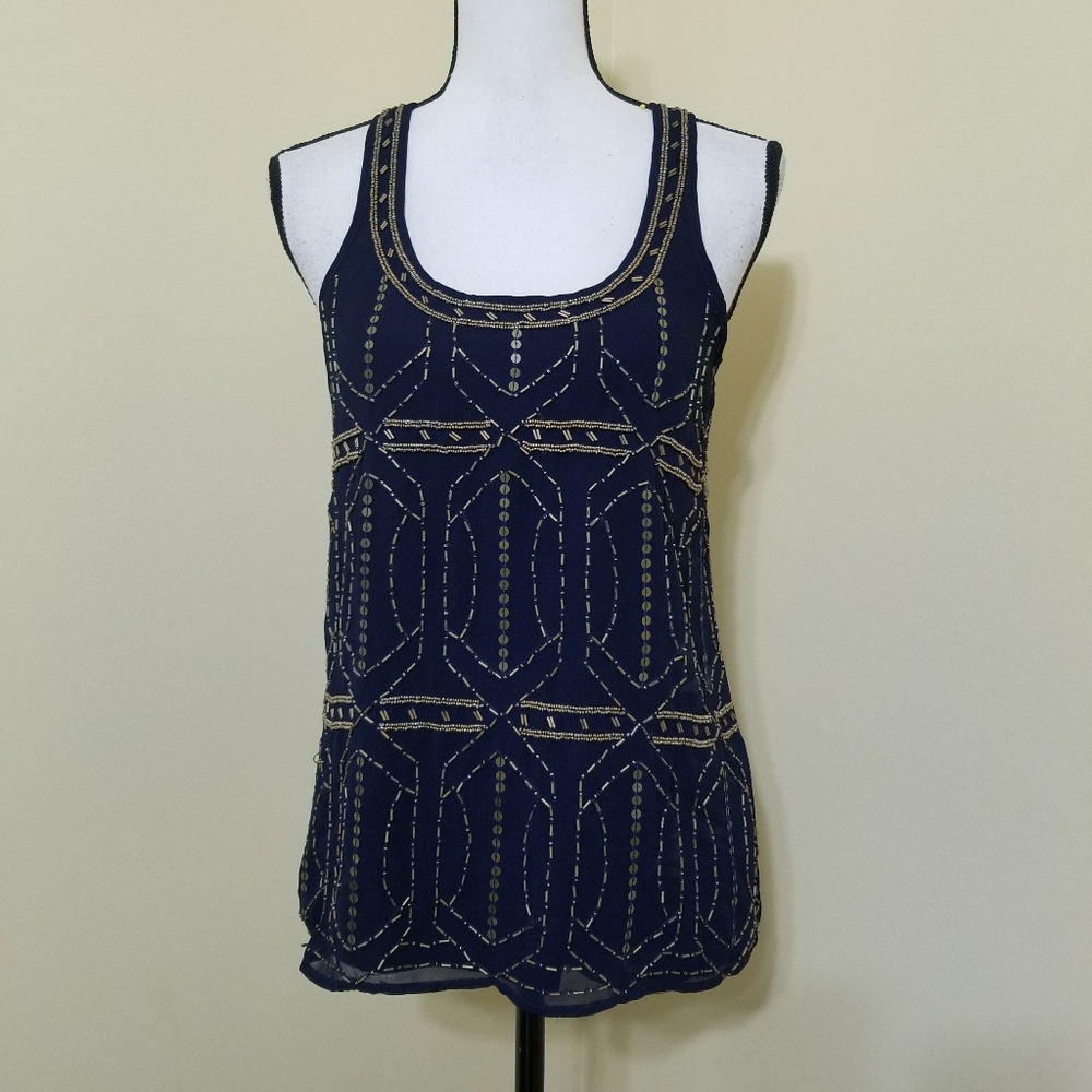 Tank top beaded and sequined